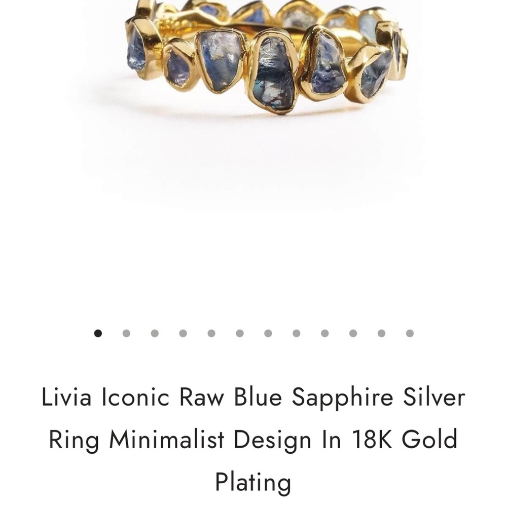 Raw Blue Sapphire Ring in Gold Plating designed by German Kabirski